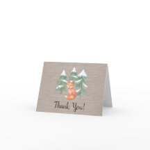Winter Woodland Fox Thank You Card
