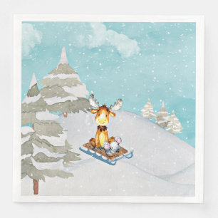 Winter Woodland Friends - Animal Illustration Napkin