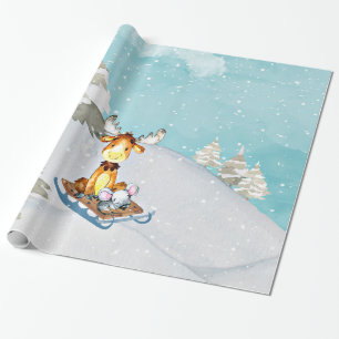 Winter Woodland Friends - Animal Illustration Wrapping Paper