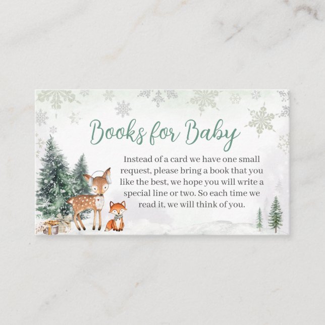 Winter Woodland Green Truck Books for Baby Enclosure Card (Front)