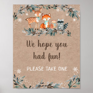 Winter Woodland Greenery Baby Shower Favour Poster