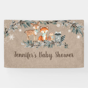 Winter Woodland Greenery Rustic Baby Shower Banner