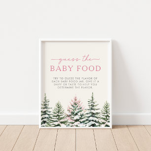 Winter Woodland Guess the Baby Food Game Sign