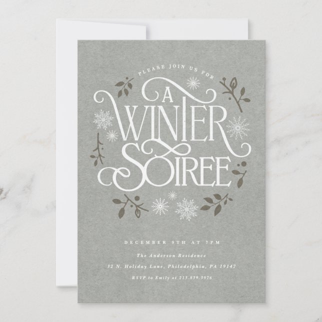 Winter Woodland Holiday Soiree Invitation (Front)