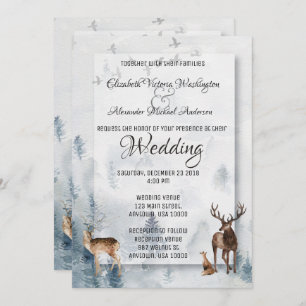 Winter Woodland Holiday Wedding Invitation