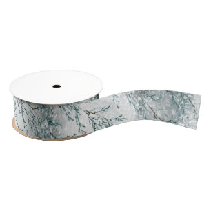 Winter Woodland Icy Snow Storm Grosgrain Ribbon
