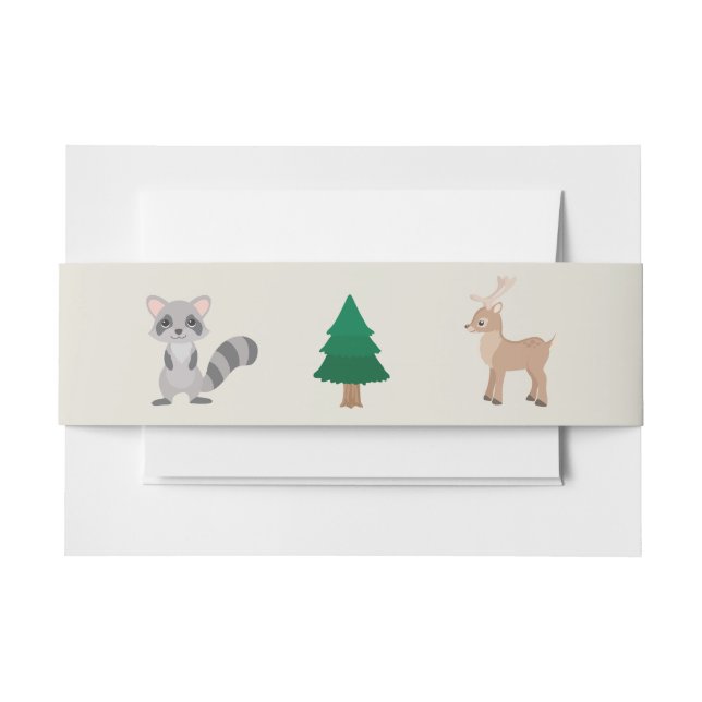 Winter woodland invitation belly band (Front Example)