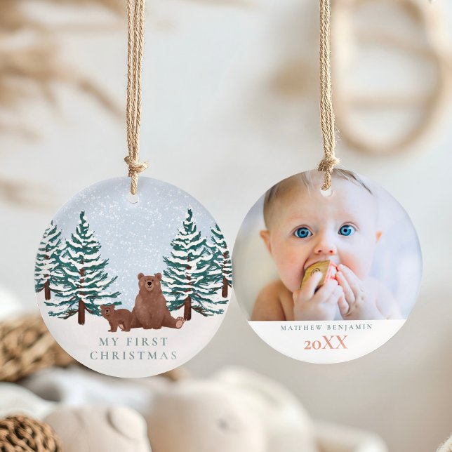 Winter Woodland My First Christmas Photo Keepsake Ceramic Tree Decoration (Creator Uploaded)