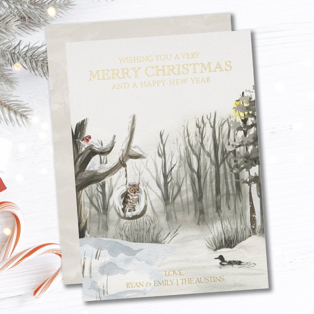 Winter Woodland Nature Luxury Gold Foil Holiday Card (Creator Uploaded)
