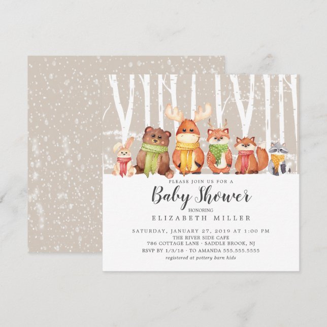 Winter Woodland Neutral Baby Shower Invitation (Front/Back)