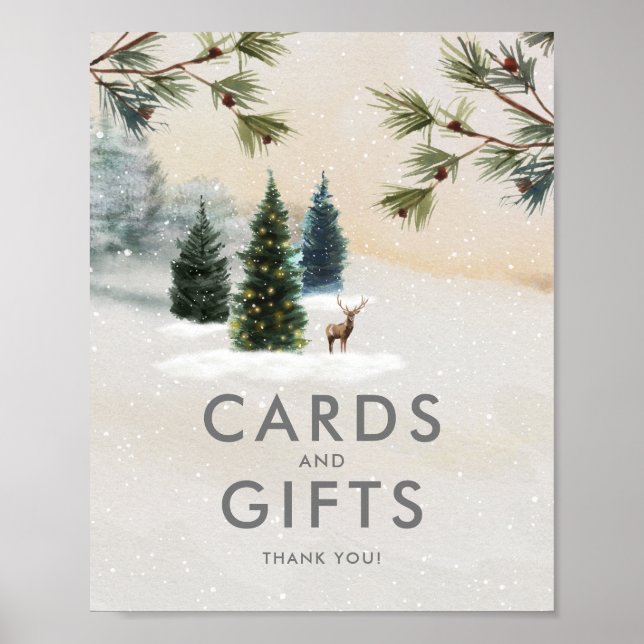 Winter Woodland Party Cards and Gifts Poster Sign (Front)
