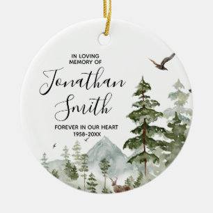 Winter Woodland Pine Tree In Loving Memory Ceramic Tree Decoration