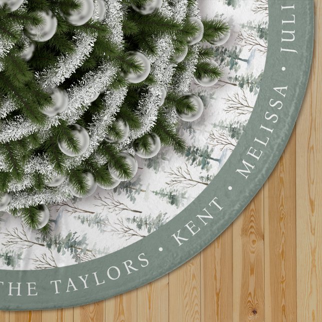 Winter Woodland Pine Tree Pattern Personalised Brushed Polyester Tree Skirt (Creator Uploaded)