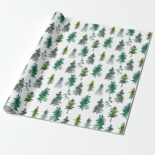 Winter Woodland Pine Tree Pattern Wrapping Paper