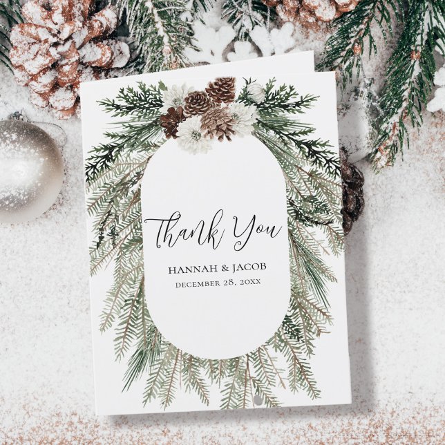 Winter Woodland Pine Wedding Thank You Card (Creator Uploaded)
