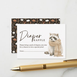 Winter Woodland Racoon Baby Shower Diaper Raffle Enclosure Card