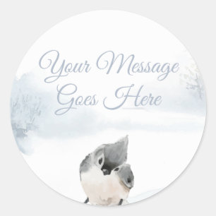 Winter Woodland Scene Bird Classic Round Sticker