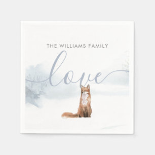 Winter Woodland Scene Fox Holiday Napkin