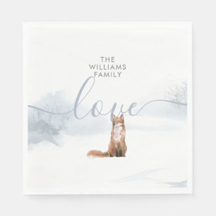 Winter Woodland Scene Fox Napkin