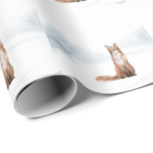 Winter Woodland Scene Fox Wrapping Paper