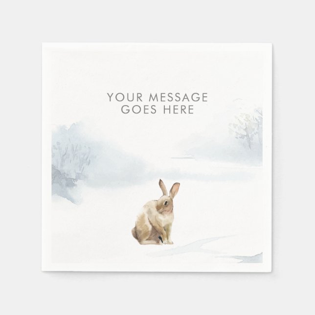 Winter Woodland Scene Hare Napkin (Front)