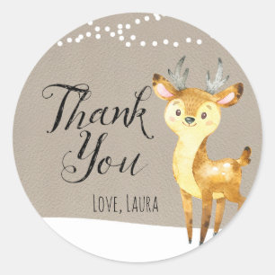 Winter Woodland Thank You Stickers