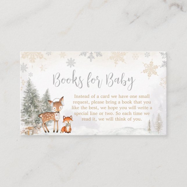 Winter Woodland Truck Baby Shower Books for Baby Enclosure Card (Front)