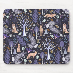 Winter Woodland Violet/Gold ID785 Mouse Mat