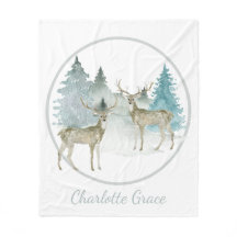 Winter Woodland Watercolor Christmas Deer
