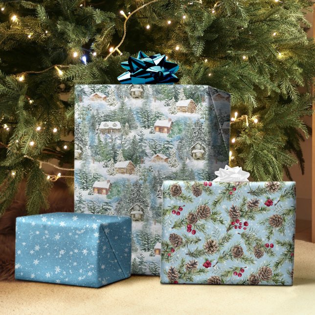 Winter Woodland Watercolor Christmas Forest Wrapping Paper Sheet (Creator Uploaded)