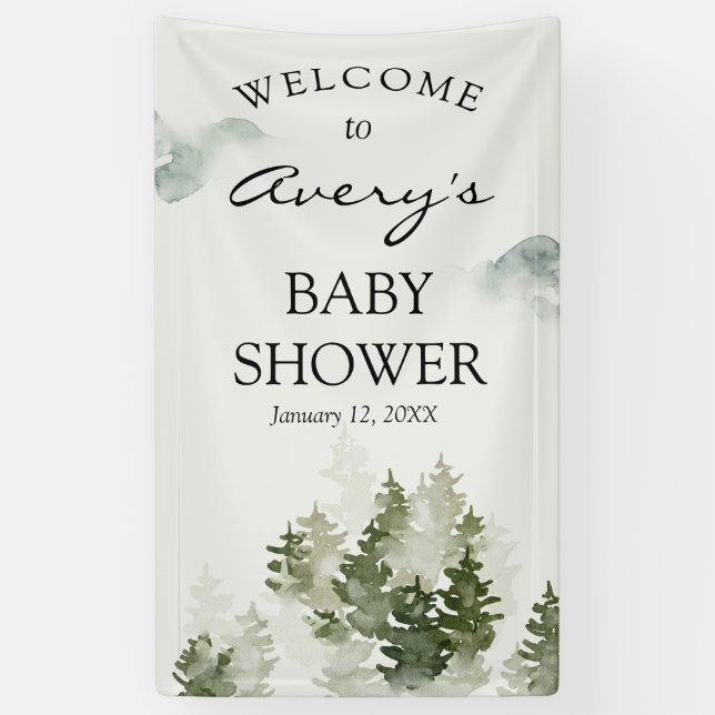 Winter Woodland Welcome Sign Banner (Vertical)