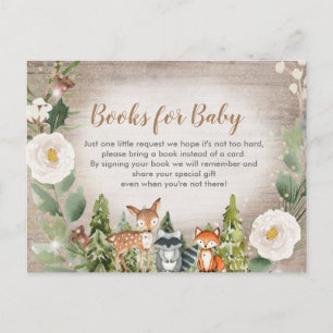 Winter woodland white floral books for baby invita invitation postcard