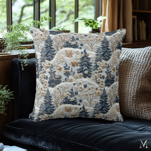 Winter Woodland with Embroidered-Look design Cushion