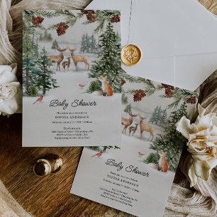 Winter Woodland Wonderland Baby Shower Invitation