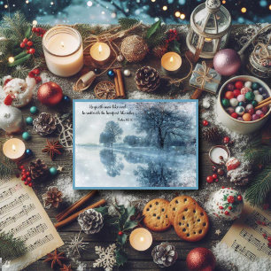  Winter Woodlands Psalms Bible Verse Christmas Foil Holiday Card