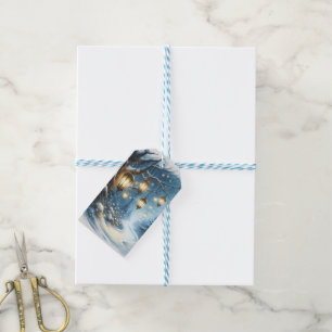 Winter Woods Blue Scene Christmas Gift Tags