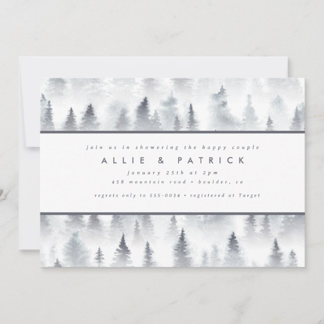 Winter Woods Forest Woodland Couples Bridal Shower Invitation (Front)