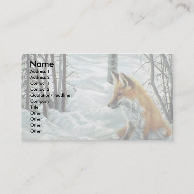 Winter woods, Fox Business Card (Front)