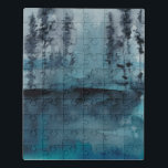 Winter Woods Jigsaw Puzzle<br><div class="desc">Winter Woods I by Chariklia Zarris. Features dark trees in deep blue hues in a watercolor-like style.</div>