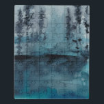 Winter Woods Jigsaw Puzzle<br><div class="desc">Winter Woods I by Chariklia Zarris. Features dark trees in deep blue hues in a watercolor-like style.</div>