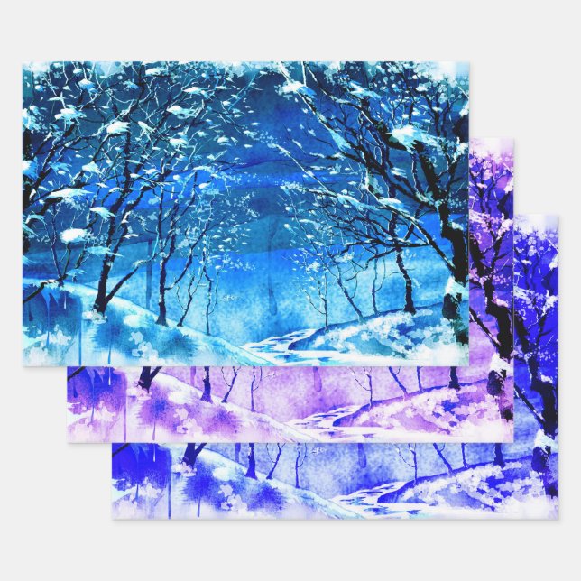 Winter Woods Wrapping Paper Sheet (Set)