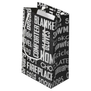 winter word cloud on chalkboard small gift bag