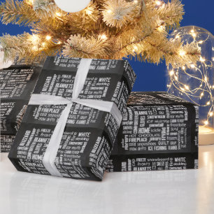 Winter Word Cloud on chalkboard Wrapping Paper