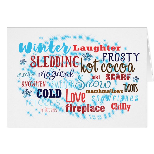 Winter Words Typography Wording Fun Cute Card (Front Horizontal)
