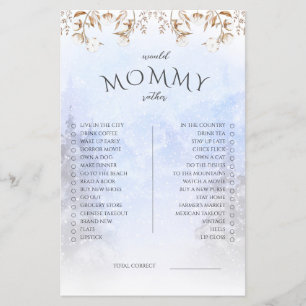 Winter Would Mummy Rather Baby Shower Game