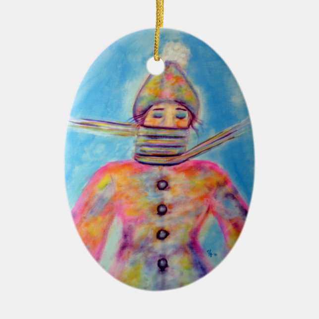 "Winter Wrapping" Art Ceramic Tree Decoration (Front)