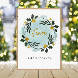  Winter Wreath Blue Gold Baby Shower Favor Sign