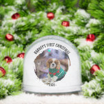 Winter Wreath Dog's Photo Christmas Snowglobe<br><div class="desc">Photo Snow Globe featuring your dog's favourite photo. Personalise it with his/her name and year. Change the text and personalise it as you prefer.</div>