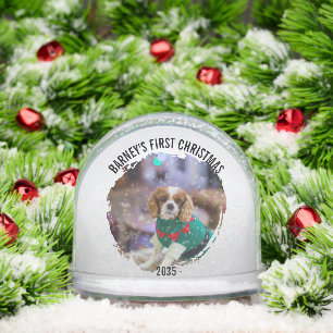 Winter Wreath Dog's Photo Christmas Snowglobe