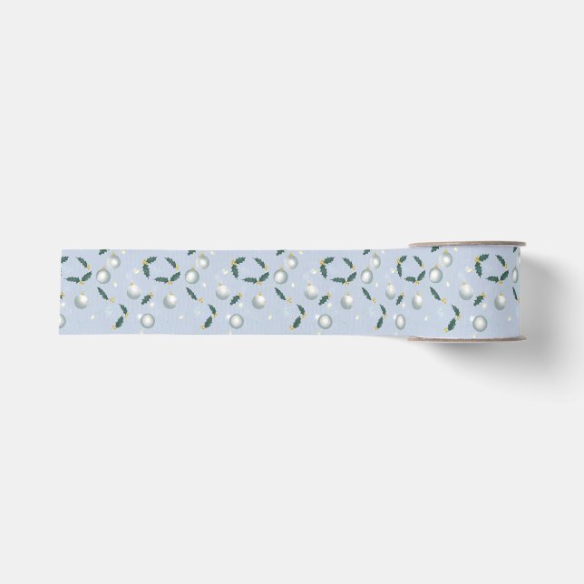 Winter Wreath Gift Wrap Grosgrain Ribbon (Front)